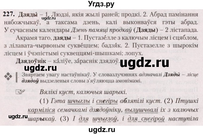 ГДЗ (Решебник №2) по белорусскому языку 5 класс Валочка Г.М. / частка 1. практыкаванне / 227