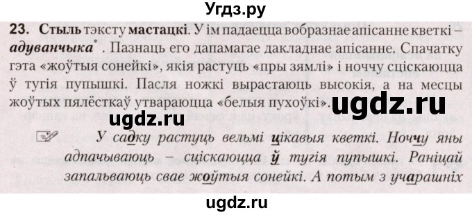 ГДЗ (Решебник №2) по белорусскому языку 5 класс Валочка Г.М. / частка 1. практыкаванне / 23