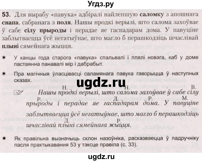 ГДЗ (Решебник №2) по белорусскому языку 5 класс Валочка Г.М. / частка 1. практыкаванне / 53