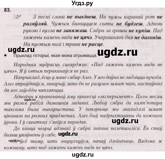 ГДЗ (Решебник №2) по белорусскому языку 5 класс Валочка Г.М. / частка 1. практыкаванне / 83