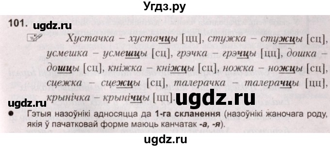 ГДЗ (Решебник №2) по белорусскому языку 5 класс Валочка Г.М. / частка 2. практыкаванне / 101