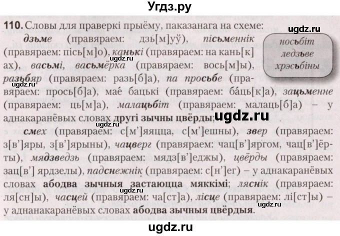 ГДЗ (Решебник №2) по белорусскому языку 5 класс Валочка Г.М. / частка 2. практыкаванне / 110