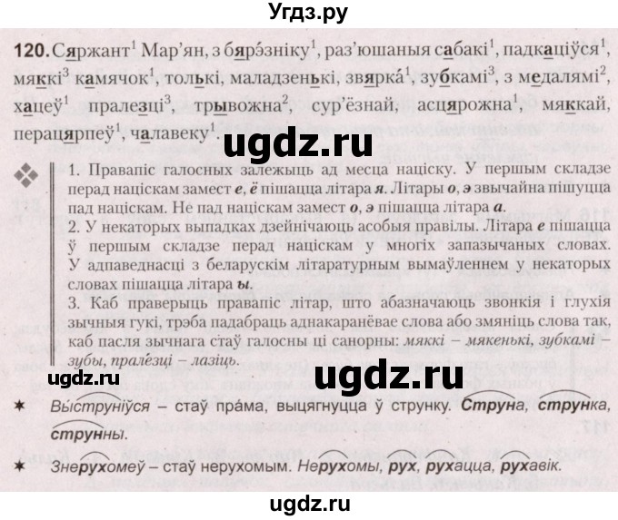 ГДЗ (Решебник №2) по белорусскому языку 5 класс Валочка Г.М. / частка 2. практыкаванне / 120