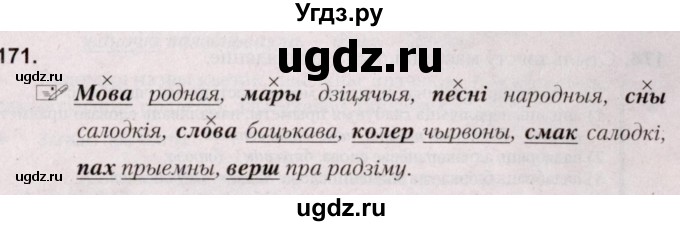 ГДЗ (Решебник №2) по белорусскому языку 5 класс Валочка Г.М. / частка 2. практыкаванне / 171