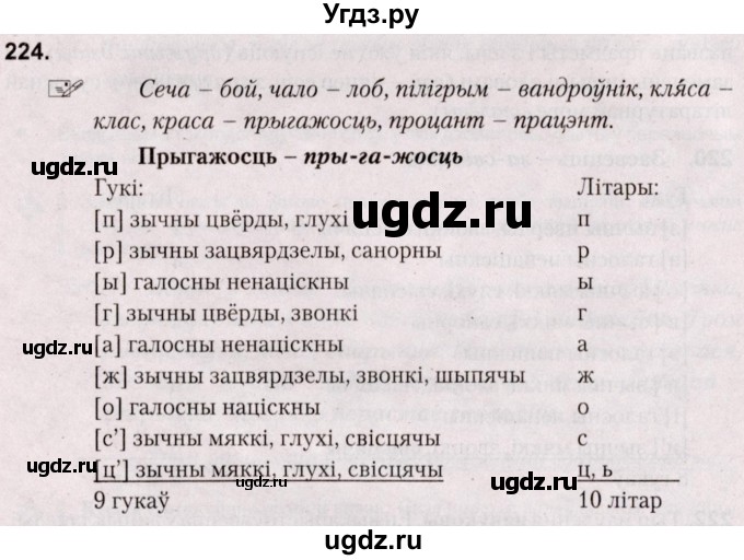 ГДЗ (Решебник №2) по белорусскому языку 5 класс Валочка Г.М. / частка 2. практыкаванне / 224