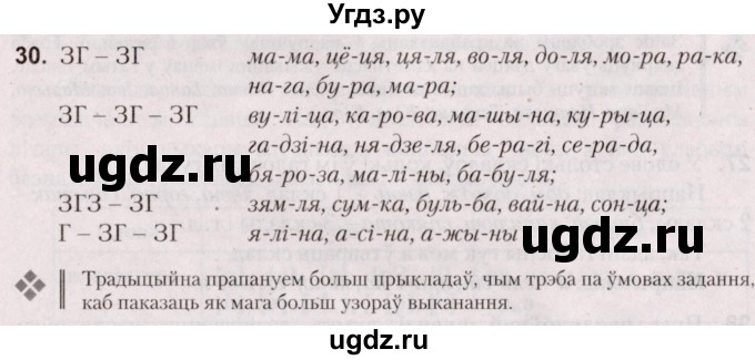 ГДЗ (Решебник №2) по белорусскому языку 5 класс Валочка Г.М. / частка 2. практыкаванне / 30