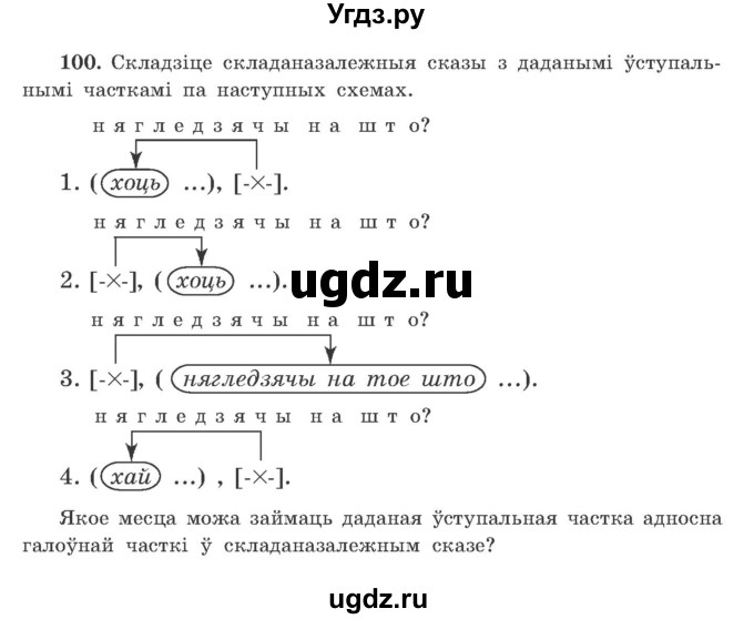 ГДЗ (Учебник) по белорусскому языку 9 класс Гарзей Н. М. / практыкаванне / 100