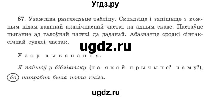 ГДЗ (Учебник) по белорусскому языку 9 класс Гарзей Н. М. / практыкаванне / 87