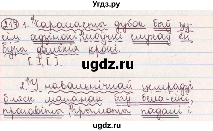 ГДЗ (Решебник №1) по белорусскому языку 9 класс Гарзей Н. М. / практыкаванне / 217