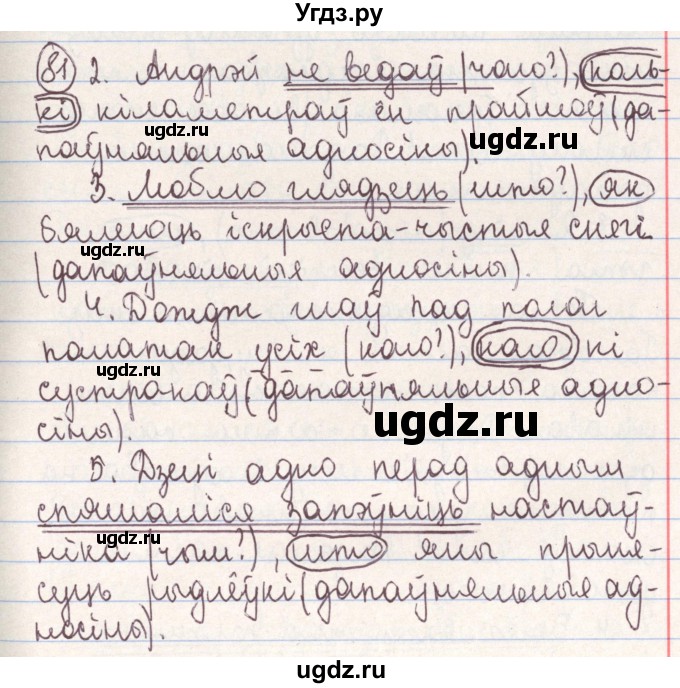 ГДЗ (Решебник №1) по белорусскому языку 9 класс Гарзей Н. М. / практыкаванне / 81