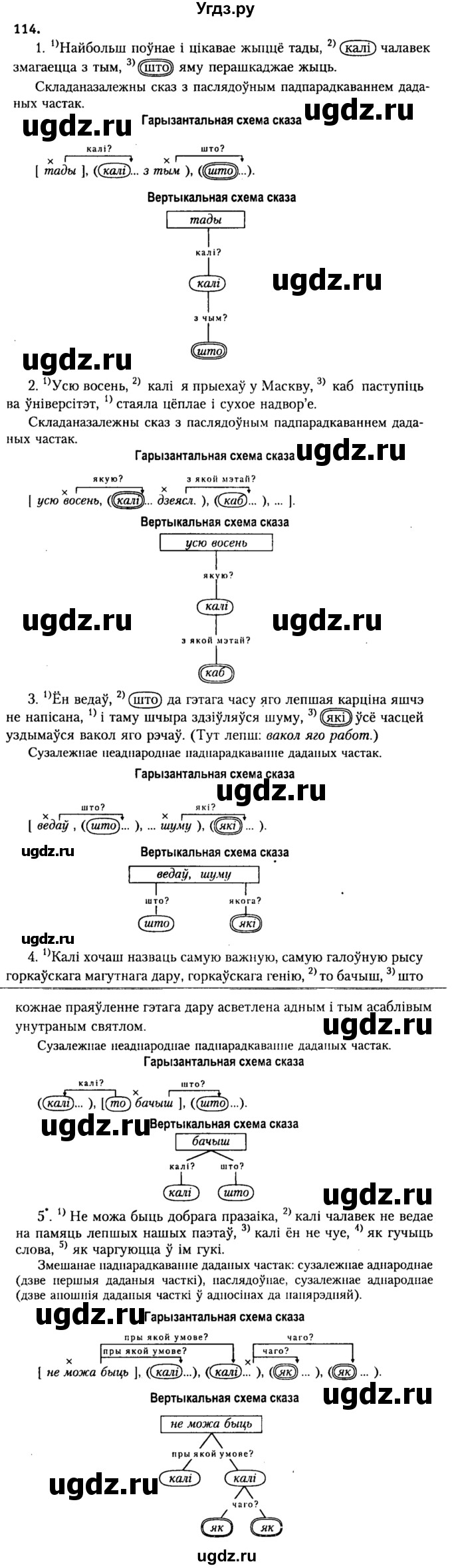 ГДЗ (Решебник №2) по белорусскому языку 9 класс Гарзей Н. М. / практыкаванне / 114