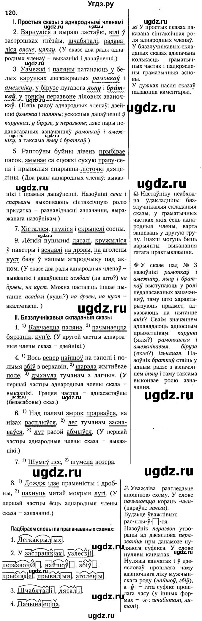 ГДЗ (Решебник №2) по белорусскому языку 9 класс Гарзей Н. М. / практыкаванне / 120