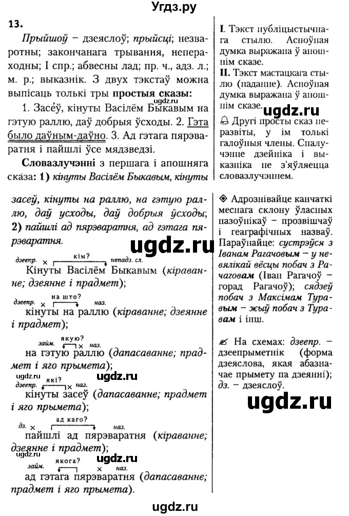 ГДЗ (Решебник №2) по белорусскому языку 9 класс Гарзей Н. М. / практыкаванне / 13