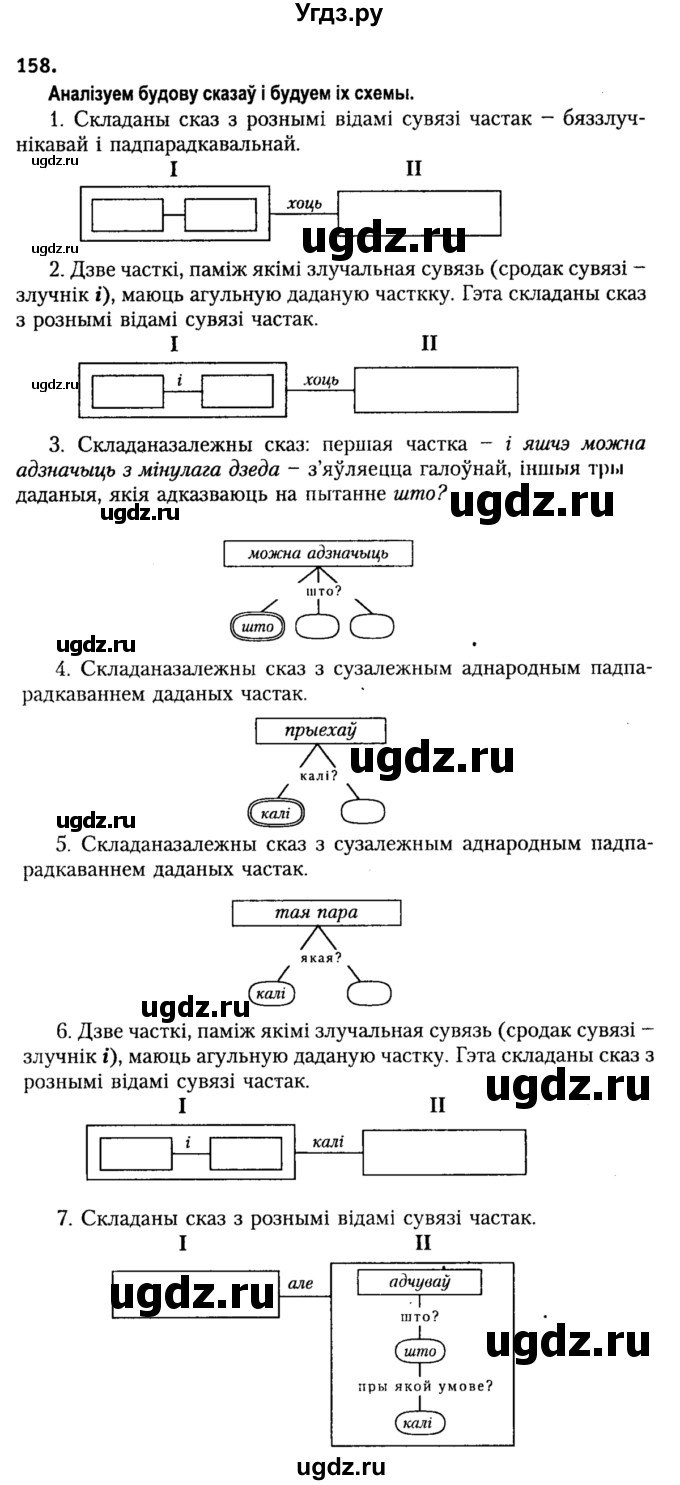 ГДЗ (Решебник №2) по белорусскому языку 9 класс Гарзей Н. М. / практыкаванне / 158