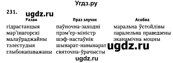ГДЗ (Решебник №2) по белорусскому языку 9 класс Гарзей Н. М. / практыкаванне / 231
