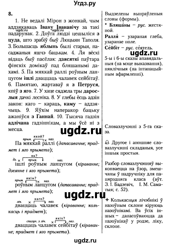 ГДЗ (Решебник №2) по белорусскому языку 9 класс Гарзей Н. М. / практыкаванне / 8