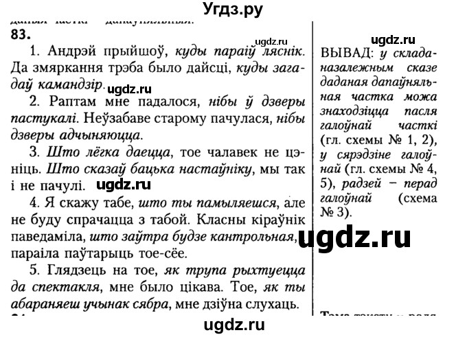 ГДЗ (Решебник №2) по белорусскому языку 9 класс Гарзей Н. М. / практыкаванне / 83