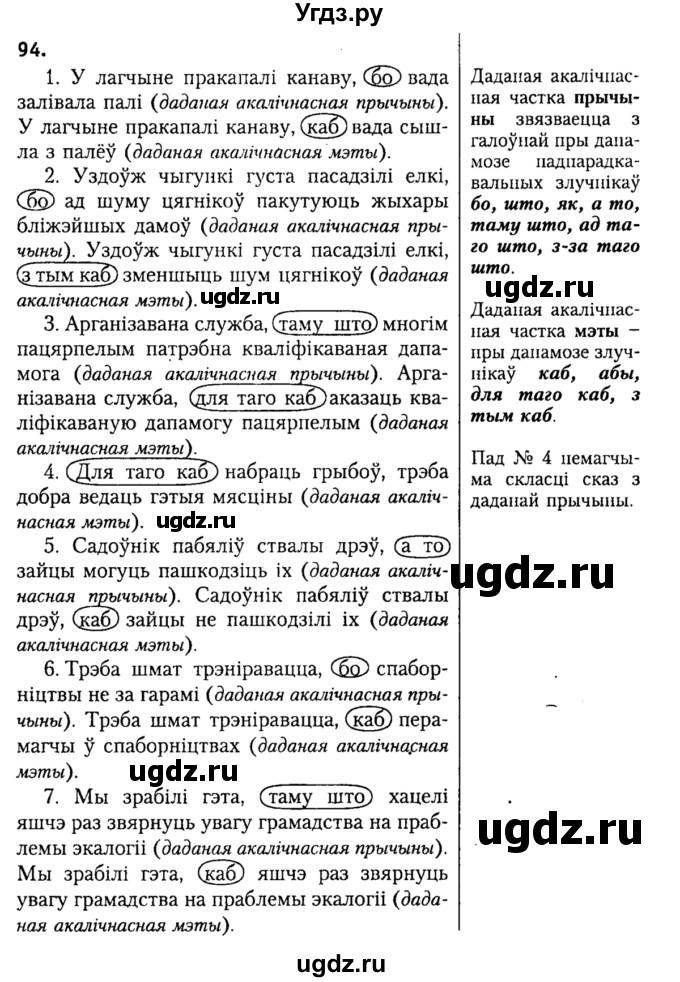 ГДЗ (Решебник №2) по белорусскому языку 9 класс Гарзей Н. М. / практыкаванне / 94