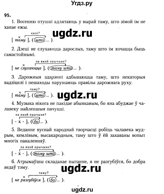 ГДЗ (Решебник №2) по белорусскому языку 9 класс Гарзей Н. М. / практыкаванне / 95