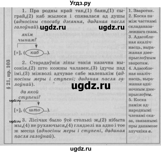 ГДЗ (Решебник №3) по белорусскому языку 9 класс Гарзей Н. М. / практыкаванне / 103