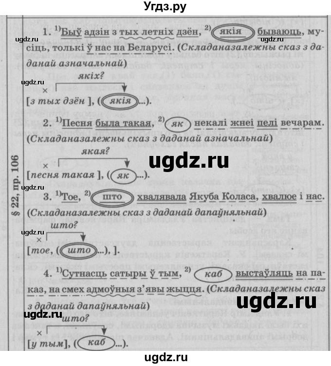 ГДЗ (Решебник №3) по белорусскому языку 9 класс Гарзей Н. М. / практыкаванне / 106