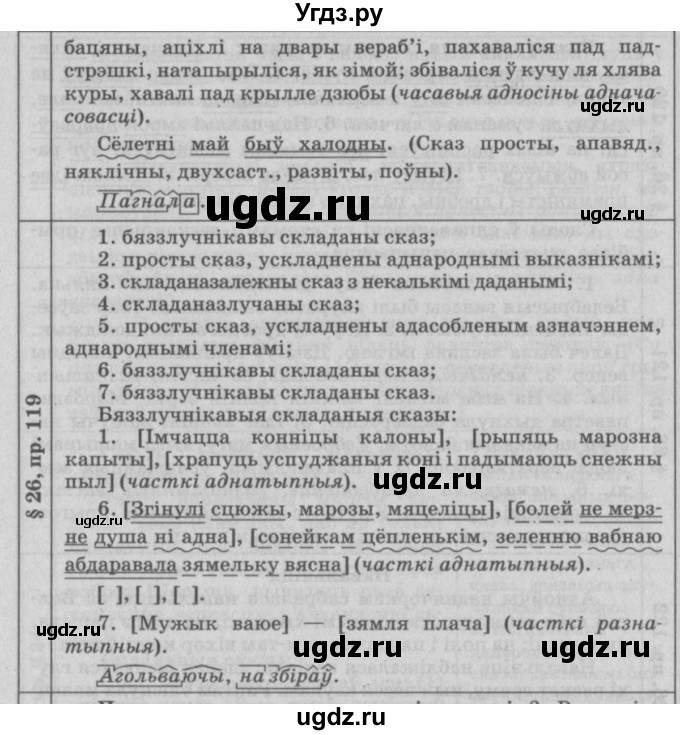 ГДЗ (Решебник №3) по белорусскому языку 9 класс Гарзей Н. М. / практыкаванне / 119