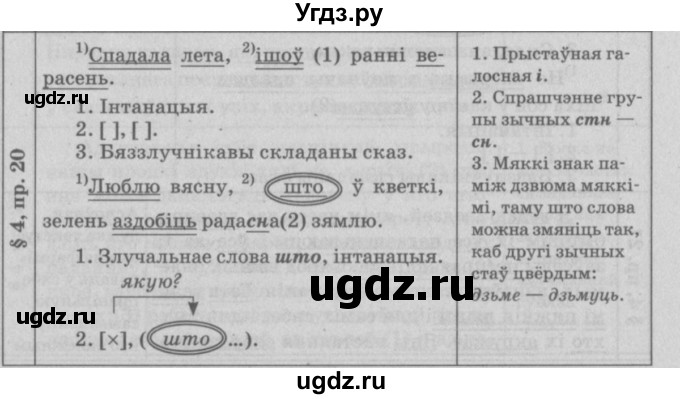 ГДЗ (Решебник №3) по белорусскому языку 9 класс Гарзей Н. М. / практыкаванне / 20