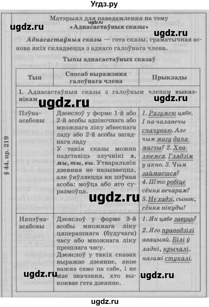 ГДЗ (Решебник №3) по белорусскому языку 9 класс Гарзей Н. М. / практыкаванне / 219