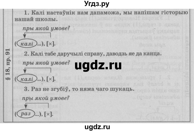 ГДЗ (Решебник №3) по белорусскому языку 9 класс Гарзей Н. М. / практыкаванне / 91