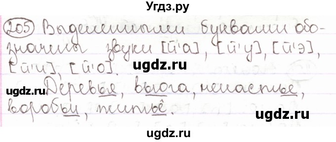 ГДЗ (Решебник) по русскому языку 2 класс Антипова М.Б. / часть 1. упражнение / 205