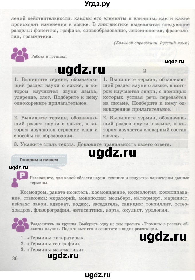 ГДЗ (Учебник) по русскому языку 7 класс Жанпейс У.А. / страница / 36