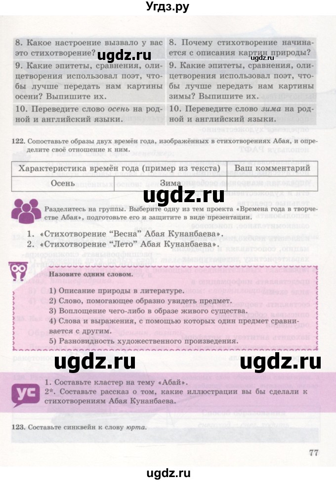 ГДЗ (Учебник) по русскому языку 7 класс Жанпейс У.А. / страница / 77