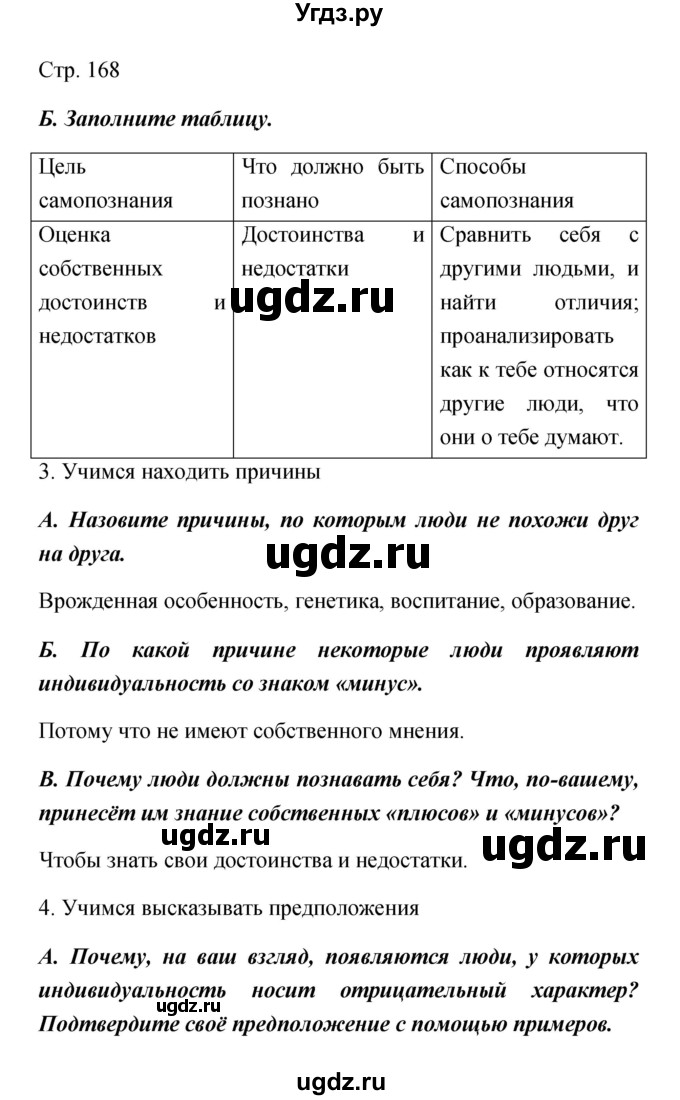 ГДЗ (Решебник) по обществознанию 5 класс Королькова Е.С. / страница / 168