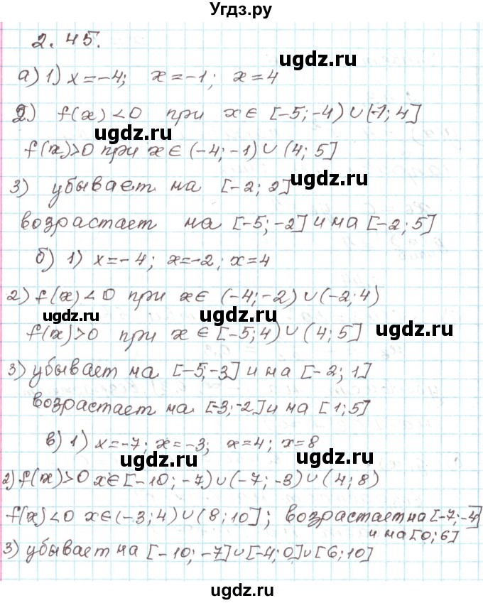 ГДЗ (Решебник) по алгебре 9 класс Арефьева И.Г. / глава 2 / упражнение / 2.45