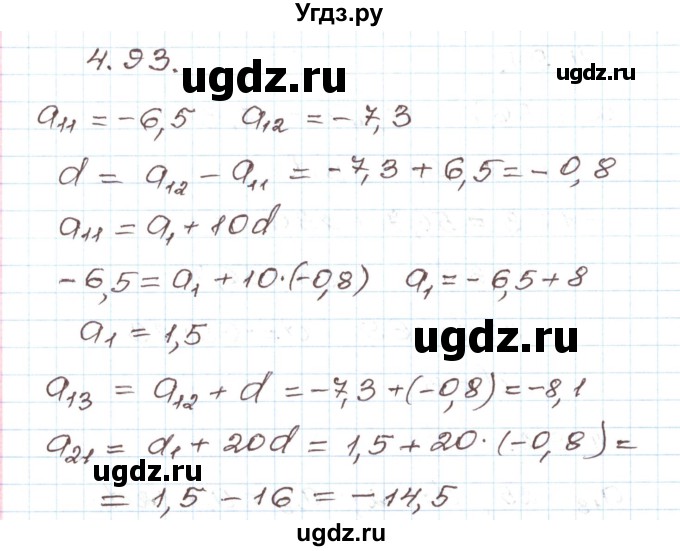 ГДЗ (Решебник) по алгебре 9 класс Арефьева И.Г. / глава 4 / упражнение / 4.93