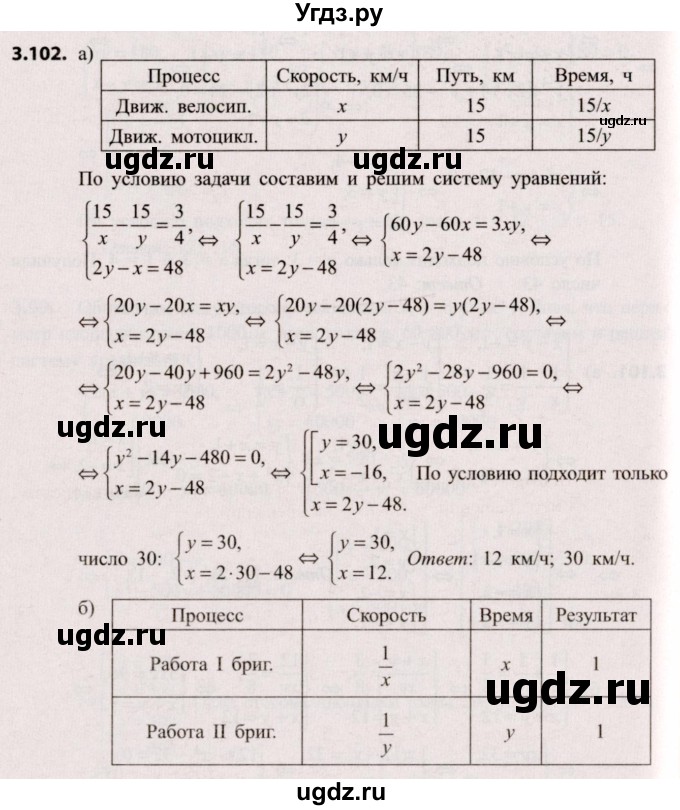 ГДЗ (Решебник №2) по алгебре 9 класс Арефьева И.Г. / глава 3 / упражнение / 3.102