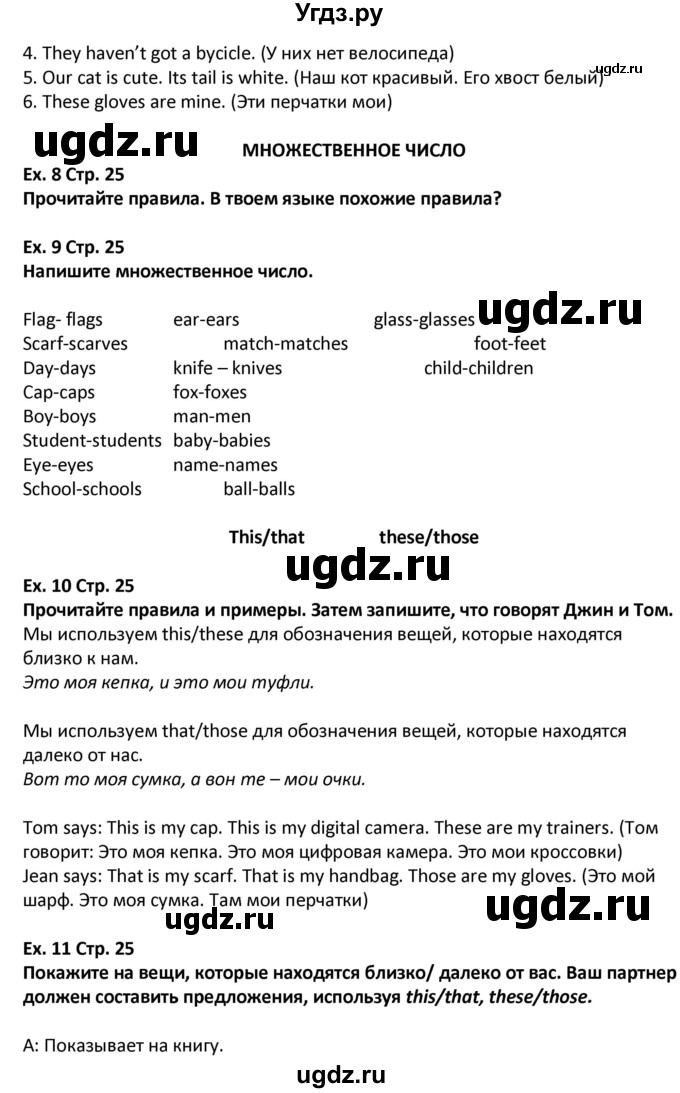 ГДЗ (Решебник) по английскому языку 5 класс (Excel ) Эванс В. / страница / 25(продолжение 2)