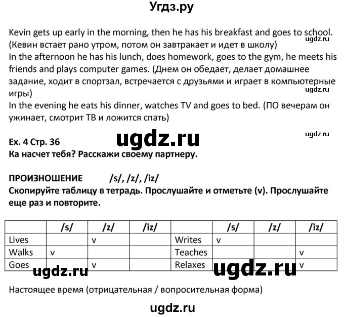 ГДЗ (Решебник) по английскому языку 5 класс (Excel ) Эванс В. / страница / 36(продолжение 2)