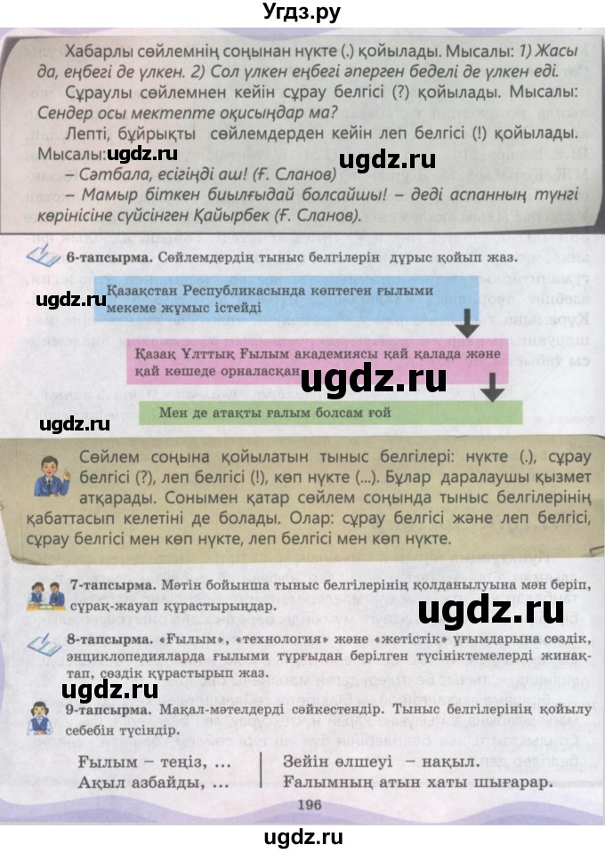 ГДЗ (Учебник) по казахскому языку 6 класс Аринова Б.А. / страница / 196-197