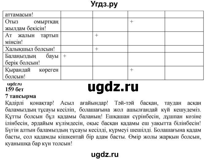 ГДЗ (Решебник) по казахскому языку 6 класс Аринова Б.А. / страница / 159(продолжение 2)