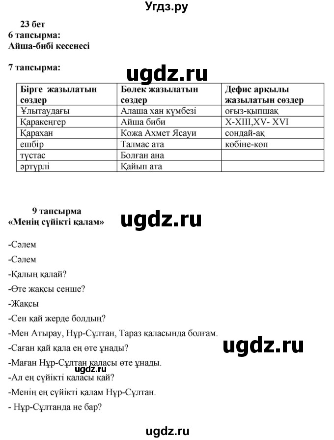 ГДЗ (Решебник) по казахскому языку 6 класс Аринова Б.А. / страница / 23