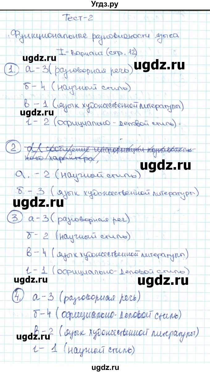 ГДЗ (Решебник) по русскому языку 6 класс (тематические тесты) Каськова И.А. / тест 2. вариант / 1