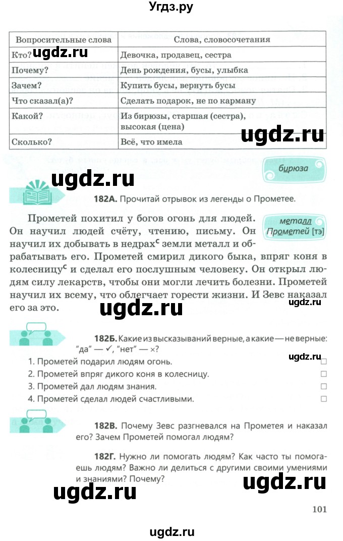 ГДЗ (Учебник) по русскому языку 5 класс Сабитова З.К. / часть 1. страница / 101