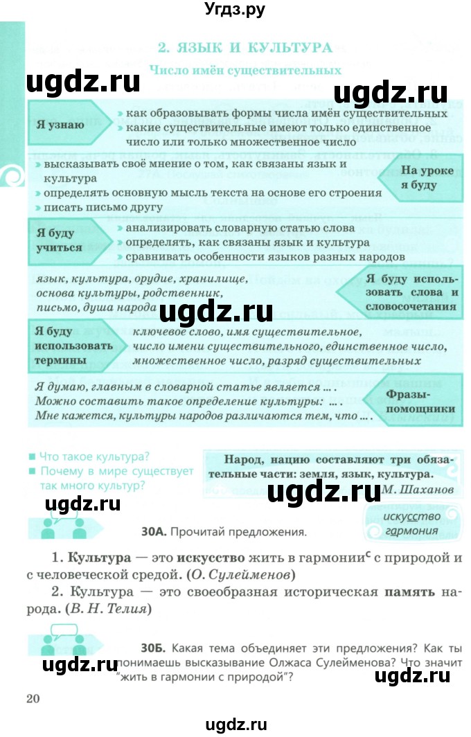 ГДЗ (Учебник) по русскому языку 5 класс Сабитова З.К. / часть 1. страница / 20