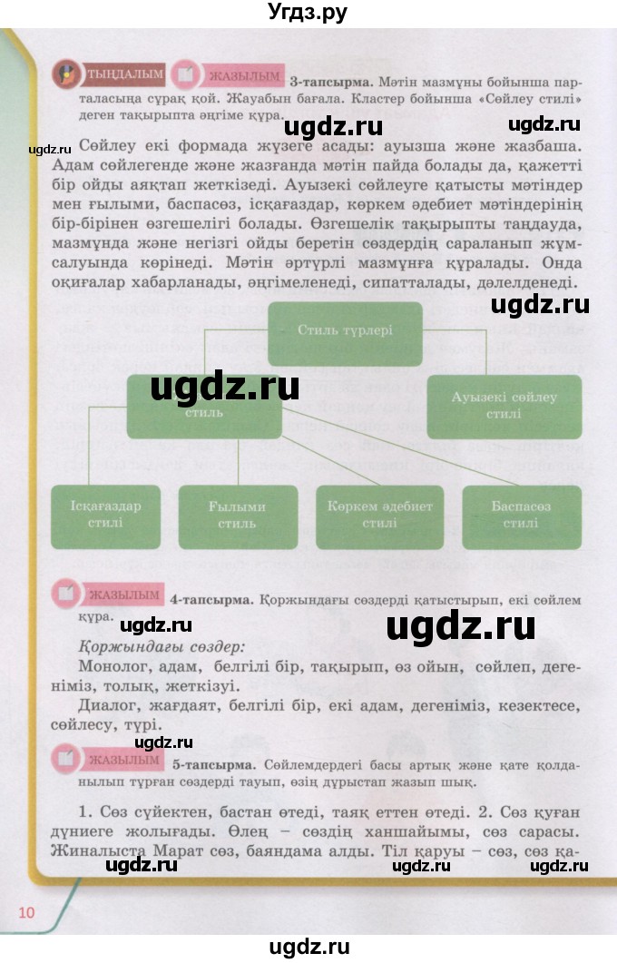 ГДЗ (Учебник) по казахскому языку 5 класс Даулетбекова	Ж. / страница / 10