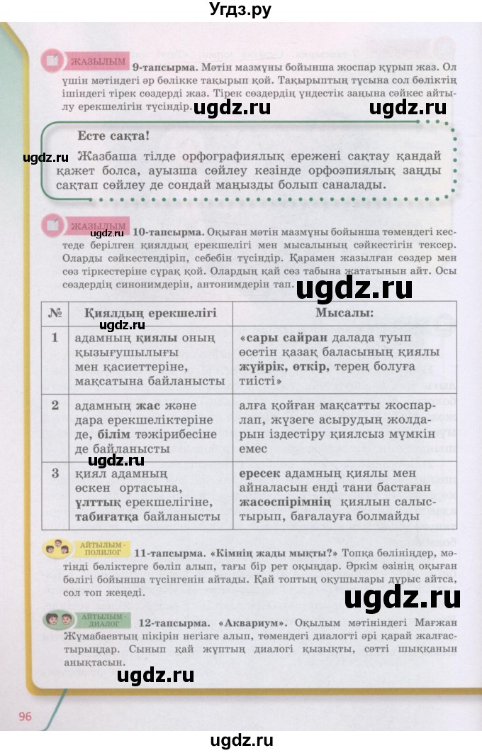 ГДЗ (Учебник) по казахскому языку 5 класс Дәулетбекова Ж.Т. / страница / 96