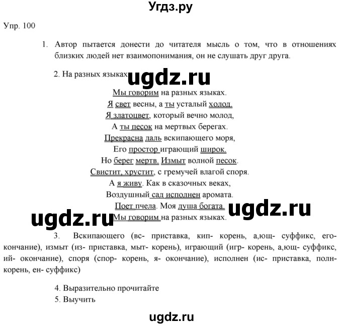 ГДЗ (Решебник) по русскому языку 11 класс Львова С.И. / упражнение / 100