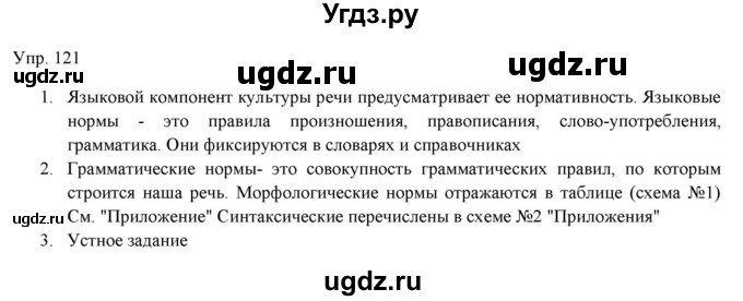 ГДЗ (Решебник) по русскому языку 11 класс Львова С.И. / упражнение / 121