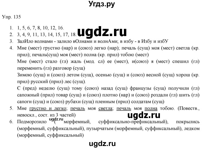 ГДЗ (Решебник) по русскому языку 11 класс Львова С.И. / упражнение / 135