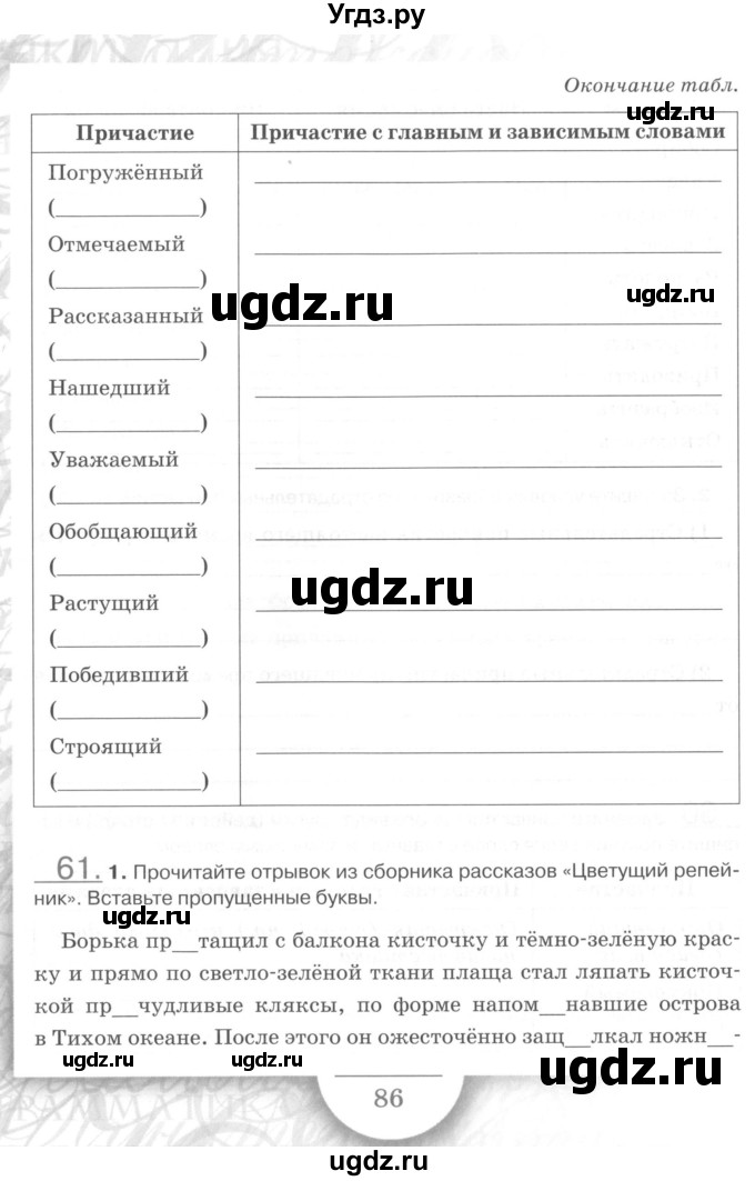 ГДЗ (Учебник) по русскому языку 7 класс (рабочая тетрадь) Склярова В.Л. / часть 1. страница / 86